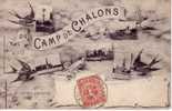 Cpa De 1906 SOUVENIR DU CAMP DE CHALON , MULTIVUES , Hirondelles Et Colombes = Achat Immédiat - Saluti Da.../ Gruss Aus...