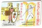 MONACO 50 U  FENCING  SPORT 1996   MAN CARTOON  CHIP  READ DESCRIPTION !! - Monace