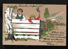 Easter YOUNG GORL BOY VILLAGE EGG CHICK TREE Postcard 063010 - Avant 1900