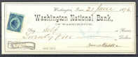 United States US Internal Revenue Washington National Bank Check 1876 - Revenues