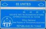 # TCHAD 2 Societe Des Telecommunications  Internationales Du Tchad (bleu) 60 L&g   TBE - Tschad