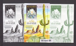 2009 European Phil. Exhibition – Flora Cactusses  S/S + 2 S/S Issue -missing Value Bulgarie / Bulgaria - Cactusses