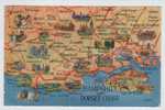 Great Britain Postcard MAP HAMPSHIRE & DORSET COAST Sent To Denmark 5-9-1967 - Sonstige & Ohne Zuordnung