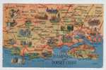 Great Britain Postcard MAP HAMPSHIRE & DORSET COAST Sent To Denmark 5-9-1967 - Otros & Sin Clasificación