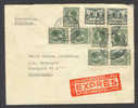 Netherlands Spoedbestelling EXPRÉS Label Airmail Mult Franked Deluxe AMSTERDAM CENTRAL STATION 1915 Cover To Denemarken - Storia Postale
