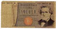 BILLET ITALIE - P.101 - 1000 LIRE - VERDI - 1.000 Lire