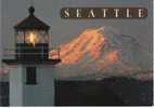 Lighthouse Mt. Rainier On Seattle GreetingsModern Postcard - Seattle