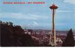 1962 World's Fair Seattle Postcard, Space Needle, Mt. Rainier - Seattle