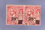 MONACO TIMBRE N° 52 OBLITERE PRINCE ALBERT 1ER 25C SUR 10C ROSE PAIRE HORIZONTALE - Used Stamps