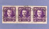 MONACO TIMBRE N° 116 OBLITERE PRINCE LOUIS II BANDE DE 3 - Used Stamps