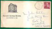 MOUNT ROYAL HOTEL - BALTIMORE , MD VF 1956 COVER To ONTARIO - Hotel- & Gaststättengewerbe