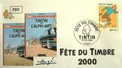 FRANCE 3303 FDC Premier Jour 07 Fête Du Timbre 2000 Paris TINTIN HERGE KUIFJE BEDE COMICS STRIP - Bandes Dessinées