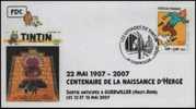 FRANCE 3304 Cachet Premier Jour FDC TINTIN Voyages KUIFJE TIM HERGE GUEBWILLER  2007 - Stripsverhalen