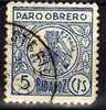 Viñeta BADAJOZ, Paro Obrero 5 Cts Azul., Guerra Civil º - Spanish Civil War Labels