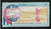 Q785.-.C U BA.-1971.- " BASEBALL / BEISBOL- CUBA CAMPEON MUNDIAL " .- EDIFIL #: 1901 .- MNH.- - Baseball