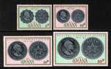 GHANA - 1965 DECIMAL CURRENCY COINS ON STAMPS SET (4V) FINE MNH ** - Munten