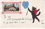 Dép 24 - Animaux - Chats - Cats - Chat Noir René - RF7508 - Varaignes - Je Suis à La Guinguette Et Je Pense Bien - état - Katzen