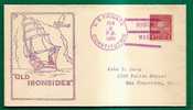 US - 1934 COVER Sent From U.S. FRIGATE CONSTITUTION - Electricity First EDISON Lamp Stamp Imperf At 3 Sides (perf Shift) - Sobres De Eventos