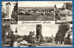 Delcampe - Deutschland; Schwarzenbach An Der Saale; Multibildkarte Mit Bahnhofstrasse; Kornbergturm - Hof