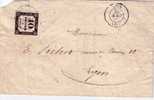 TAXE CARRE N°2-10C CAD LYON 30-8-1860 -VERSO GRAND RABAT AVEC CACHET DE LYON DU 31 - 1859-1959 Lettres & Documents