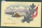 CARTE PATRIOTIQUE SUISSE - CHALET ET DRAPEAU SUISSE - TB - Au