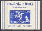 ROMANIA, EXILE ISSUE EUROPA 1960, SOUVENIR SHEET MNH - 1960