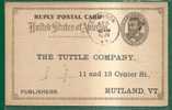 USA - 1896 POSTAL STATIONERY To RUTLAND, VT - ...-1900