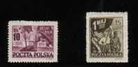 POLAND 1950 60TH ANNIV OF MAY DAY SET OF 2 NHM Flags Flowers Workers - Ongebruikt