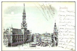 BRUXELLES-HOTEL DE VILLE -PRECURSEUR-CARTE A LA LUNE-kiosque à Musique - Brussel Bij Nacht