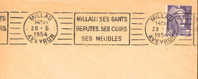 1954  France 12  Flamme  Millau  Gants Guanti  Cuirs Cuoio Ses Meubles Mobili  Sur Lettre - Textiles