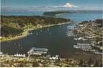 Gig Harbor Washington, Mt. Rainier Sailboat Marina Docks, Puget Sound Small Town On C1990 Vintage Postcard - Other & Unclassified