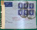 UK - VF 1941 CENSORED COVER To LOS ANGELES - Pane Of 6  SG # 466 - Cartas & Documentos