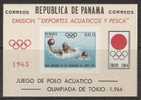 Q347.-.PANAMA.- 1964 .- SCOTT # : 454 Ef .- S/S.- MNH.- IMPERFORATE.- WATER POLO - Wasserball