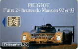 # France 374 F400 PEUGEOT 905 3 120u Sc5 07.93  -voiture,car- Tres Bon Etat - 1993