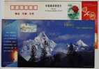 Balloon Sightseeing,snow Mountain,China 2001 Sichaun Warm Project Advertising Pre-stamped Card - Other (Air)