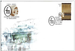 Poland Polska 2001FDC  Music Musique Warsaw Philharmonic - FDC