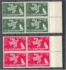 ROMANIA, EXILIE ISSUE,  EUROPA 1961 SET IN BLOCKS OF 4 PERFORATED + IMPERFIRATED, MNH RARE! - 1961