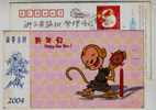 Cartoon Monkey,China 2004 Lunar New Year Of Monkey Advertising Pre-stamped Card - Affen