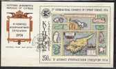 SA227.-.CYPRUS / CHIPRE.- 1974.- SOUVENIR SHEET ON FDC.- 2ND INTERNATIONAL CONGRESS OF CYPRIOT STUDIES - Covers & Documents