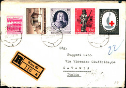 29711) AUSTRIA-lettera Racc. Con 1.20s+1s+1.50s+1.50s+3s + Annullo Da Wien A Catania - Covers & Documents