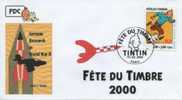 FRANCE 3303 FDC Premier Jour 16 Fête Du Timbre 2000 Paris TINTIN HERGE KUIFJE BEDE COMICS STRIP - Cómics