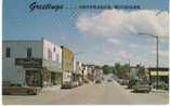 Ontonagon Michigan, C1960s Chrome Street Scene On Postcard, Autos, Business Signs - Andere & Zonder Classificatie