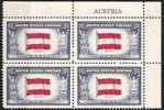 USA 1943: Flags Of Occupied Countries  Block Michel-No.522  "AUSTRIA"  ** MNH - Plattennummern