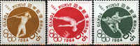 Japón 1961 Yvert 689-691 (** 11.50 Euro) Jabalina, Saltos Ornamentales, Lucha. - Verano 1964: Tokio