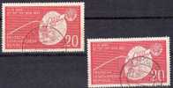 Mondlandung 1959 Mit Kurzem E DDR 721 I O 61€ Mit Vergleichsstück Raketen-Flug Space Error On The Stamps Of Germany - Abarten Und Kuriositäten