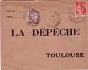 TAXE-BANDEROLE 50c SUR LETTRE POUR LA DEPECHE DE TOULOUSE - 1859-1959 Covers & Documents