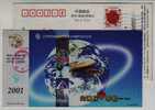 Statue Of Liberty,Windmill,Earthquake,China 2001 Huludao Mobile Communication Advertising Pre-stamped Card - Windmills
