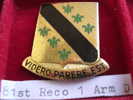 Crest Américain Du 81st Reconnaissance 1st Armoured Division à épingle - US WWII Période 39-45 Voir Année 50 - Autres & Non Classés