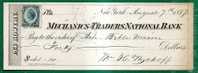 US - REVENUE STAMP On 1877 MECHANICS TRADERS NATIONAL BANK - NEW YORK  Check - Fiscali