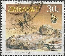 ZIMBABWE 1990 Cultural Artifacts - 30c. - Grinding Stone  FU - Zimbabwe (1980-...)